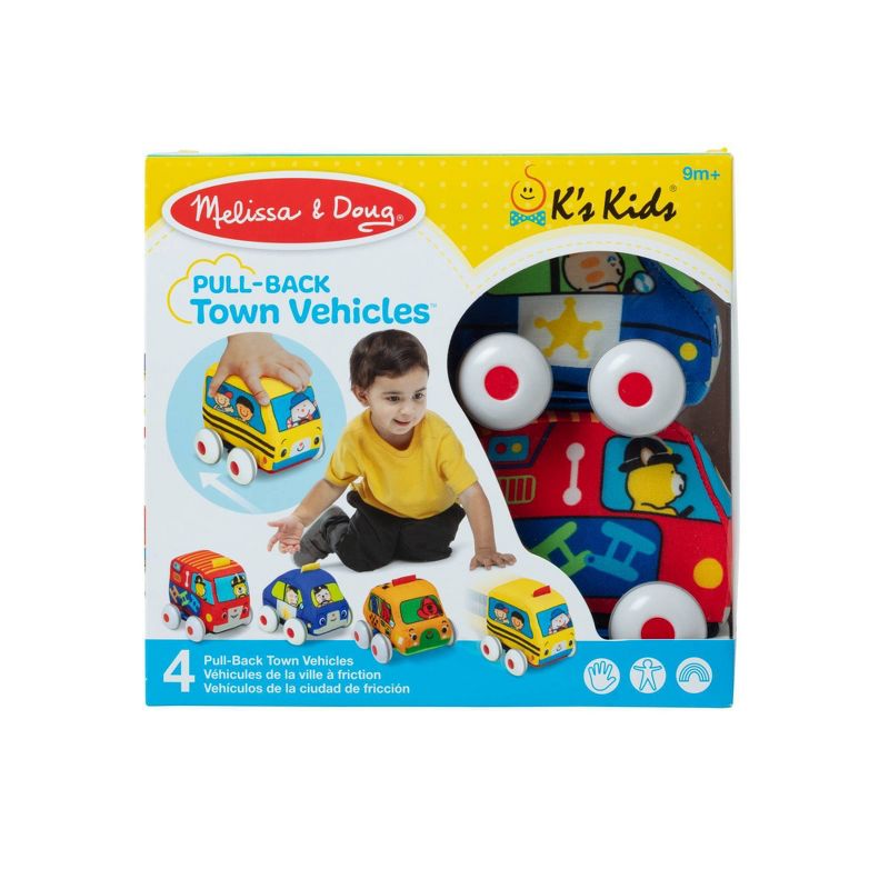 Melissa &#38; Doug K&#39;s Kids Pull-Back Vehicle Set - Soft Baby Toy Set With 4 Cars and Trucks and Carrying Case, 4 of 14