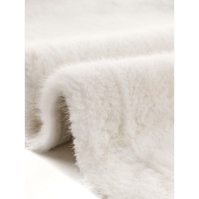 INSPIRE CHIC Women's Faux Fur Lapel Removable Belt Winter Shaggy Jacket with Pockets Small White — фото 5