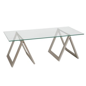 Metal Sawhorse Legged Coffee Table in Gray - Henn&Hart - 1 of 4