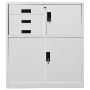 vidaXL Steel Office Cabinet with Adjustable Shelf and Locker, Industrial Style Sturdy Storage Unit with 3 Drawers in Gray, 35.4"x15.7"x40.2" - 1 of 4