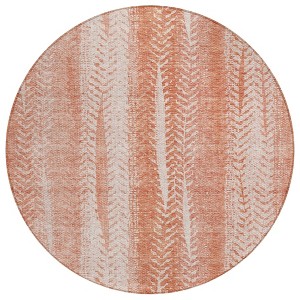 Orange And Salmon Botanical Leaves Washable Indoor Outdoor Area Rug - 1 of 4