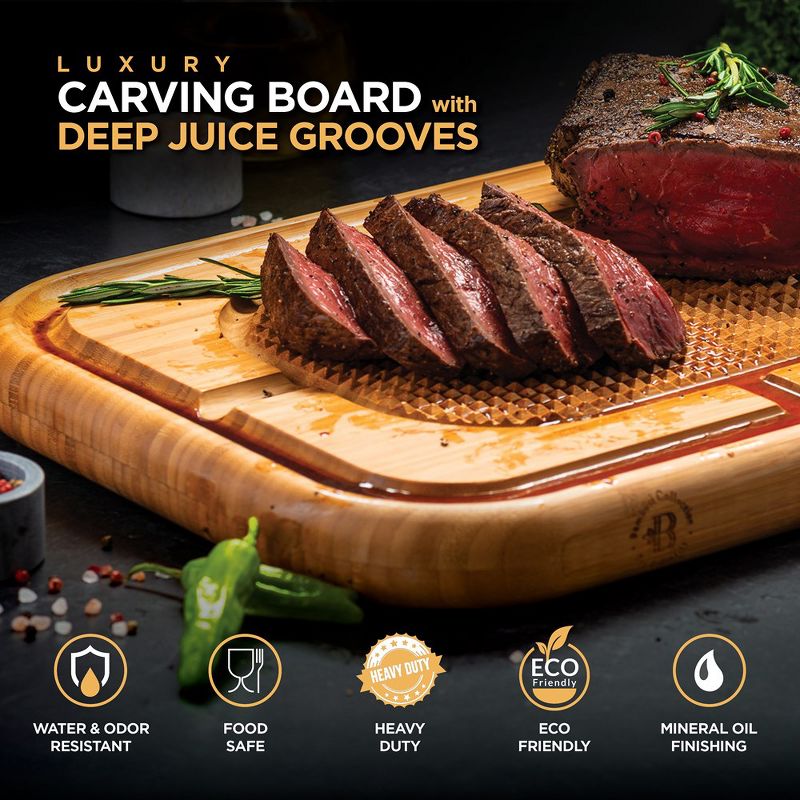 Large Cutting Board for Meat - Bamboo Butcher Block with Juice Groove, Pyramid Design to Stabilize Meat, Serving Tray & Chopping Board for Countertop, 2 of 7