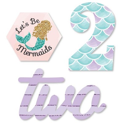 Big Dot of Happiness 2nd Birthday Let's Be Mermaids - DIY Shaped Second Birthday Party Cut-Outs - 24 Count