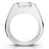 Pompeii3 Certified 3Ct Men's Emerald Cut Half Bezel Diamond Ring 14k Gold or Pt Lab Created - 2 of 4