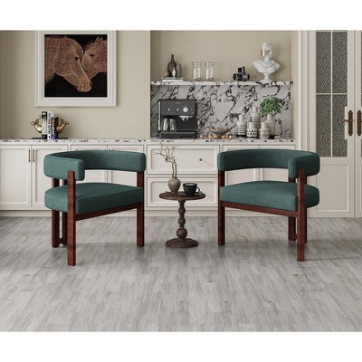 Dolonm 2 Piece 24.4 in.Modern Teddy Fabric Barrel Accent Chair - Open Back, 3 Legs Solid Wood Design