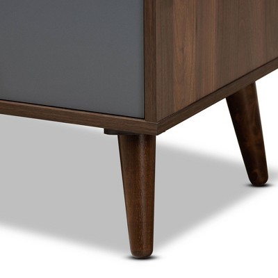 Garrick Two-Tone Grey and Walnut Contemporary TV Stand with Storage