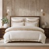 AENKYO Full/Queen Linen Blend Duvet Cover Set, 3-Piece Double Flange Luxury Bedding in White+Beige, Premium Touch Collection - 2 of 4