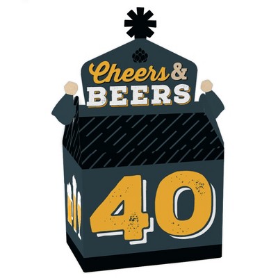 Big Dot of Happiness Cheers and Beers to 40 Years - Treat Box Party Favors - 40th Birthday Party Goodie Gable Boxes - Set of 12