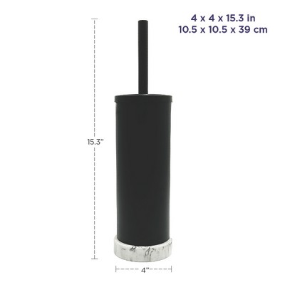 Cameo Black and Marble Toilet Brush Holder Set