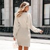 Women's Neutral V-Neck Belted Sweater Dress - Cupshe - 4 of 4