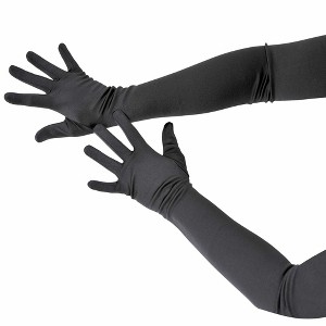 Skeleteen Womens Satin Opera Gloves Costume Accessory - Black - 1 of 4