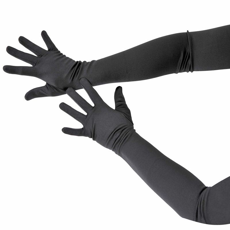 Skeleteen Womens Satin Opera Gloves Costume Accessory - Black, 1 of 7