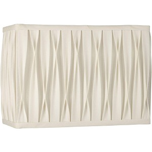Springcrest White Pinched Pleat Medium Rectangle Lamp Shade 14" Wide x 7" Deep x 10" High (Spider) Replacement with Harp and Finial - 1 of 4