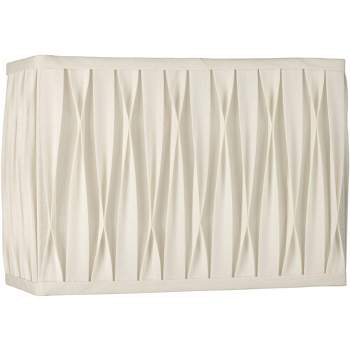 Springcrest White Pinched Pleat Medium Rectangle Lamp Shade 14" Wide x 7" Deep x 10" High (Spider) Replacement with Harp and Finial