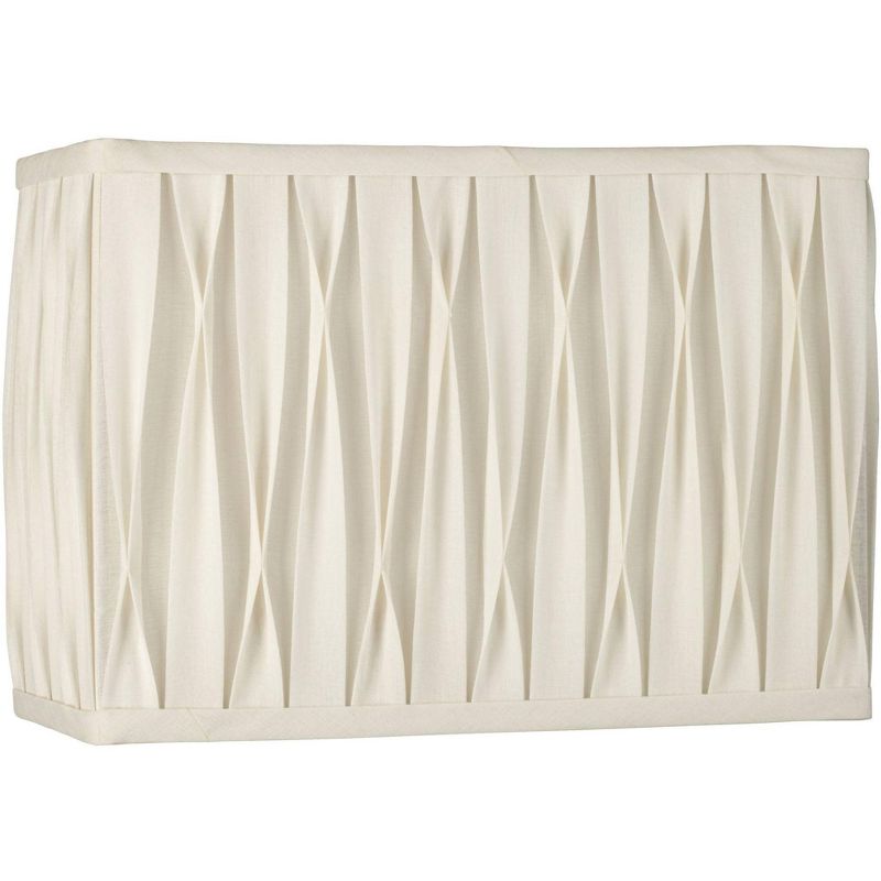 Springcrest White Pinched Pleat Medium Rectangle Lamp Shade 14" Wide x 7" Deep x 10" High (Spider) Replacement with Harp and Finial, 1 of 8