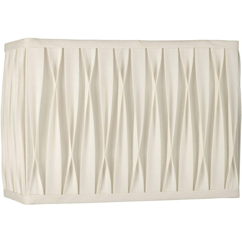 White Pinched Pleat Medium Rectangle Lamp Shade with Chrome Fitter