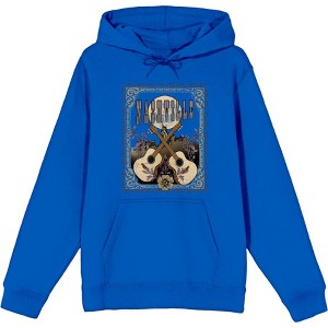Vintage Country Nashville Guitars With Distressed Flowers Long Sleeve Adult Hooded Sweatshirt - 1 of 2