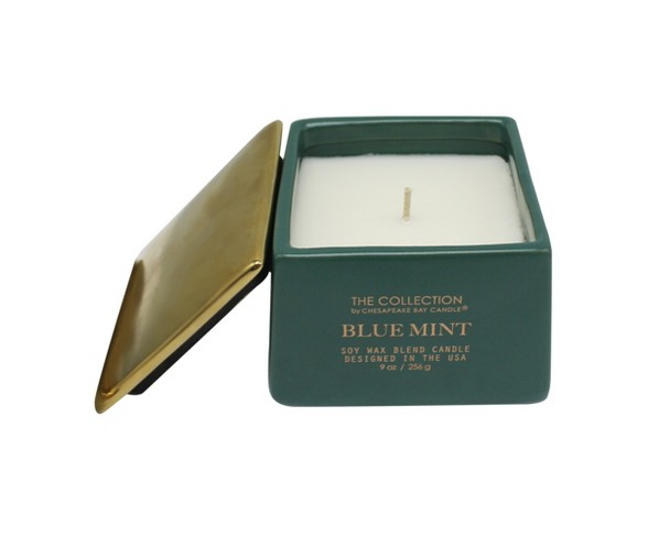 9oz Matte Square Jar Candle Blue Mint - The Collection By Chesapeake Bay Candle