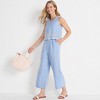 Lands' End Women's Linen Sleeveless Embroidered Jumpsuit - 4 of 4