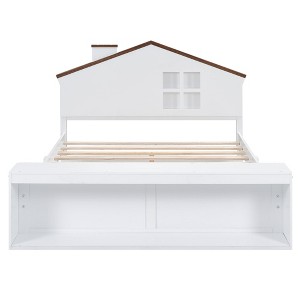GustoWave 87.5'' x 60'' Bed Frame with Storage Headboard & LED Lights, Wood House Bed with Footboard, No Box Spring Needed (White) - 1 of 4