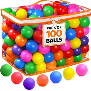 100 Ball Pit Balls for Toddlers with Storage Bag - 7 Bright Colors, Crush Proof, Great Play Toys Play22usa - 1 of 4