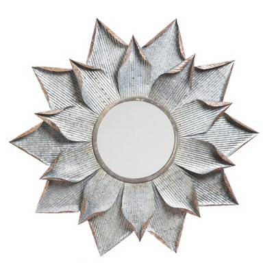 Evergreen Galvanized Metal Flower Wall Mirror