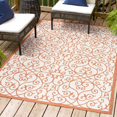 JONATHAN Y Madrid Vintage Filigree Textured Weave Indoor/Outdoor Area Rug
