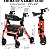 JUJABU Foldable Rollator Walker with 8" Wheels, 18" Seat, 6-Position Adjustable Height, Heavy-Duty Aluminum Frame for Seniors - 2 of 4