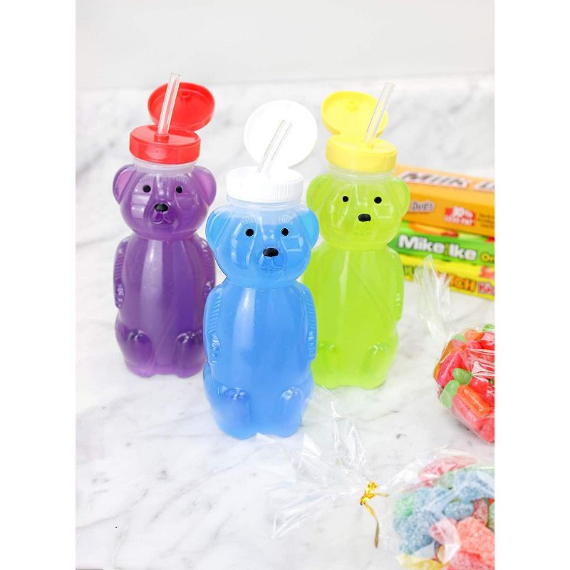 Cornucopia Brands Honey Bear Straw Cups (3-Pk), 8oz Therapy Sippy Bottles w/ Flexible Straws and Lids, 3 of 6