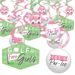 Big Dot of Happiness Golf Girl - Pink Birthday Party or Baby Shower Hanging Decor - Party Decoration Swirls - Set of 40 - 1 of 4
