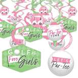 Big Dot of Happiness Golf Girl - Pink Birthday Party or Baby Shower Hanging Decor - Party Decoration Swirls - Set of 40