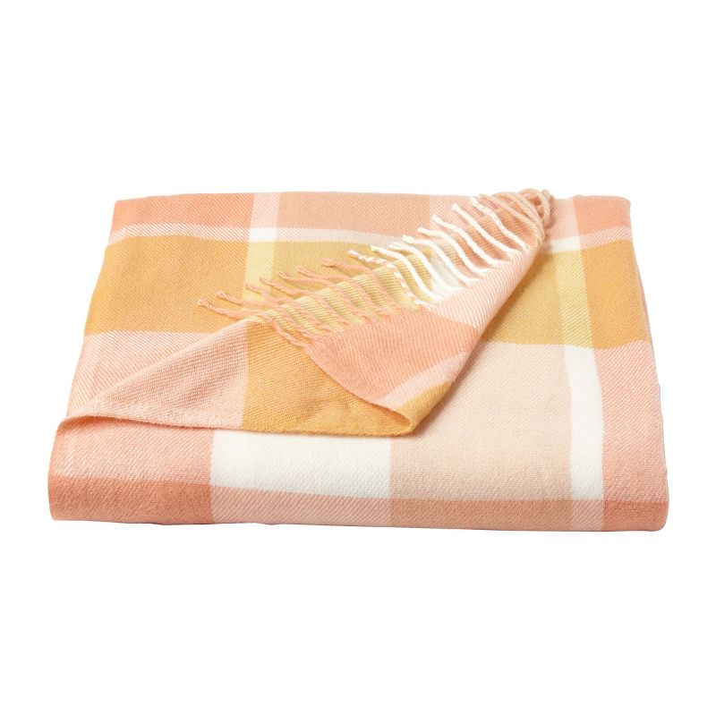 Soft Throw Blanket - Oversized, Luxuriously Fluffy, Vintage-Look and Cashmere-Like Woven Acrylic - Throws by Hastings Home (Desert Blush Plaid), 3 of 9