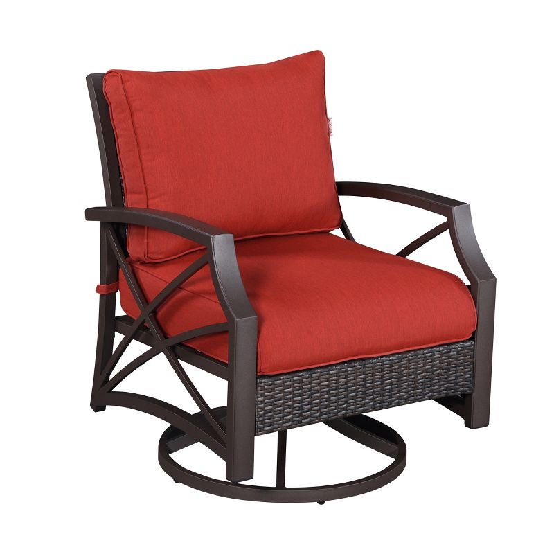 Kinger Home Swivel Patio Chairs, Rattan Wicker Outdoor Swivel Chairs with Thick Removable Cushion, All Weather Rust Free Patio Dining Chairs, 1 of 7