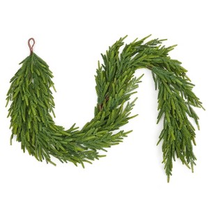 6Ft Artificial Norfolk Pine Garlands,Realistic Pine Garland,Green Artificial Greenery Garland for Table,Mantle,Wall,Winter Christmas Decorations - 1 of 4