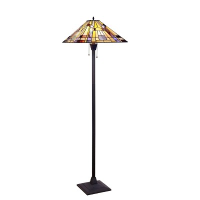 Chloe Lighting CH33293MS18-FL2 Kinsey Tiffany-Style Blackish Bronze 2-Light Floor Lamp 18" Shade