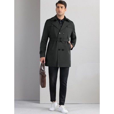 INSPIRE CHIC Men's Business Double Breasted Notched Lapel Winter Trench Coat Black Medium — фото 2