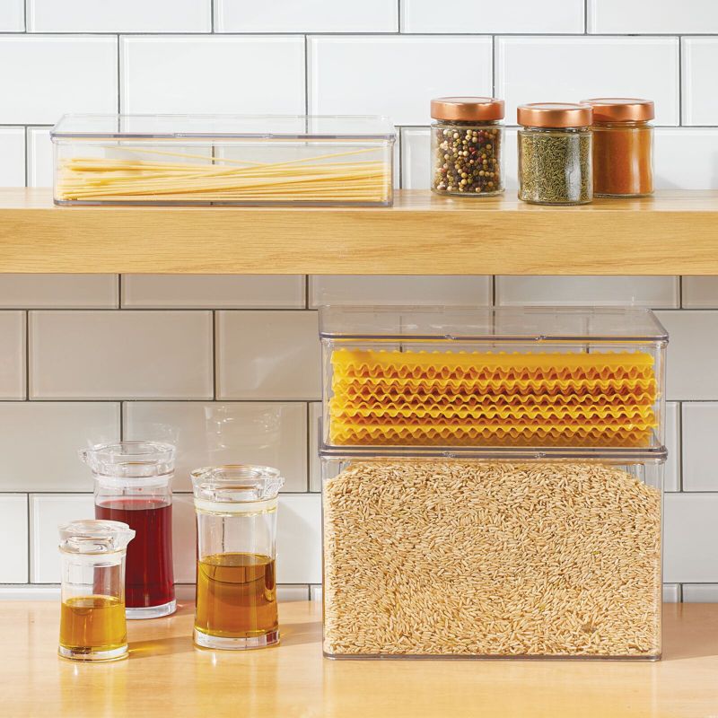 mDesign Plastic Kitchen Pantry/Fridge Organizer Box, Hinged Lid, 2 Pack, 3 of 8