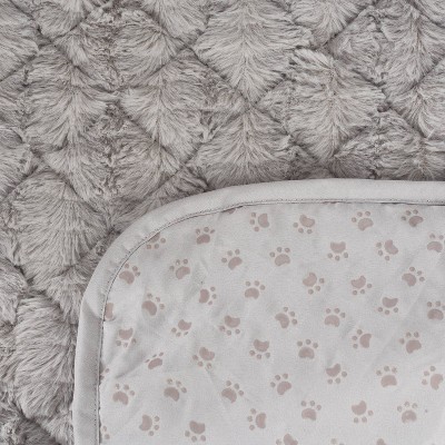 Large Gray Faux Fur 3-Sided Bolster Pet Bed Couch Protector