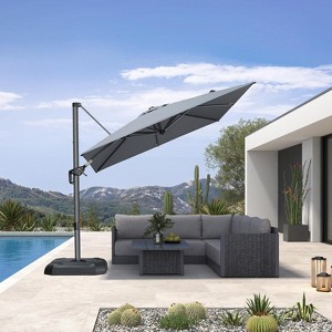 8 feet patio umbrella PURPLE LEAF 8 Feet Patio Umbrella Outdoor Cantilever Square Umbrella  Aluminum Offset Umbrella with 360-degree Rotation for Garden Pool, Light  Grey