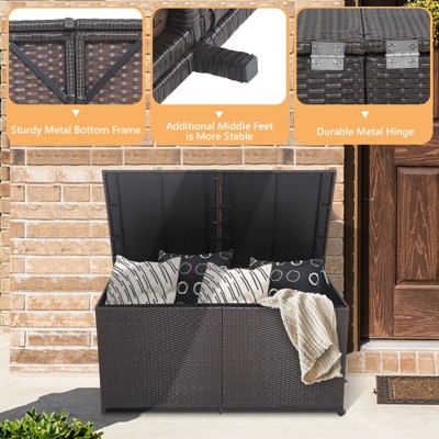 Mix Brown Wicker 175 Gallon Deck Storage Box with Wheels