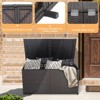 Tangkula 175 Gallon Deck Storage Box Outdoor Mix Brown Wicker Storage Bin w/ Zippered Liner & 2 Universal Wheels Safe Pneumatic Rod - 4 of 4