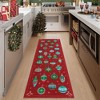Christmas Ball Print Washable Accent Rug with Non-Slip Backing,Stain-Resistant Low Pile Xmas Holiday Carpet - 2 of 4