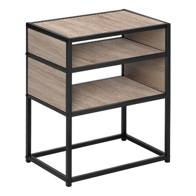 Monarch Specialties Accent Table Side End Nightstand Lamp Living Room Bedroom Metal Laminate Black Contemporary Modern