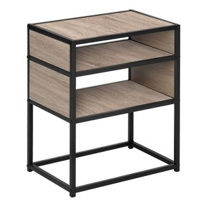Monarch Specialties Accent Table Side End Nightstand Lamp Living Room Bedroom Metal Laminate Black Contemporary Modern - 1 of 4