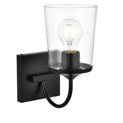 Elegant Lighting Avani 1 light Black and Clear Bath Sconce