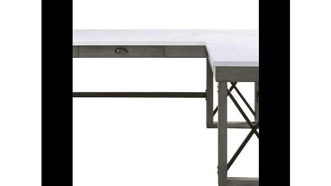 67&#34; Talmar Marble Top Writing Desk Weathered Finish White - Acme Furniture, 2 of 9, play video