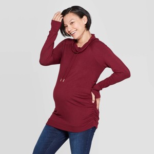 Maternity Long Sleeve Cowl Neck Sweatshirt - Isabel Maternity by Ingrid & Isabel Burgundy S, Women