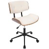 TiramisuBest Mid-Century Modern Cream Faux Leather Office Chair, Adjustable Seat Height 19 - 22 inches - 2 of 4