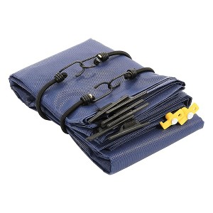 Camco 10 by 4.5 Foot Slide Front Sun Block Panel Awning Screen with Bungee Cords, Tent Stakes, and Support Straps for RV Camper Travel Shade, Blue - 1 of 4