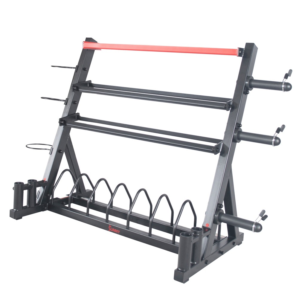 Sunny Health & Fitness All-In-One Weights Storage Rack Stand